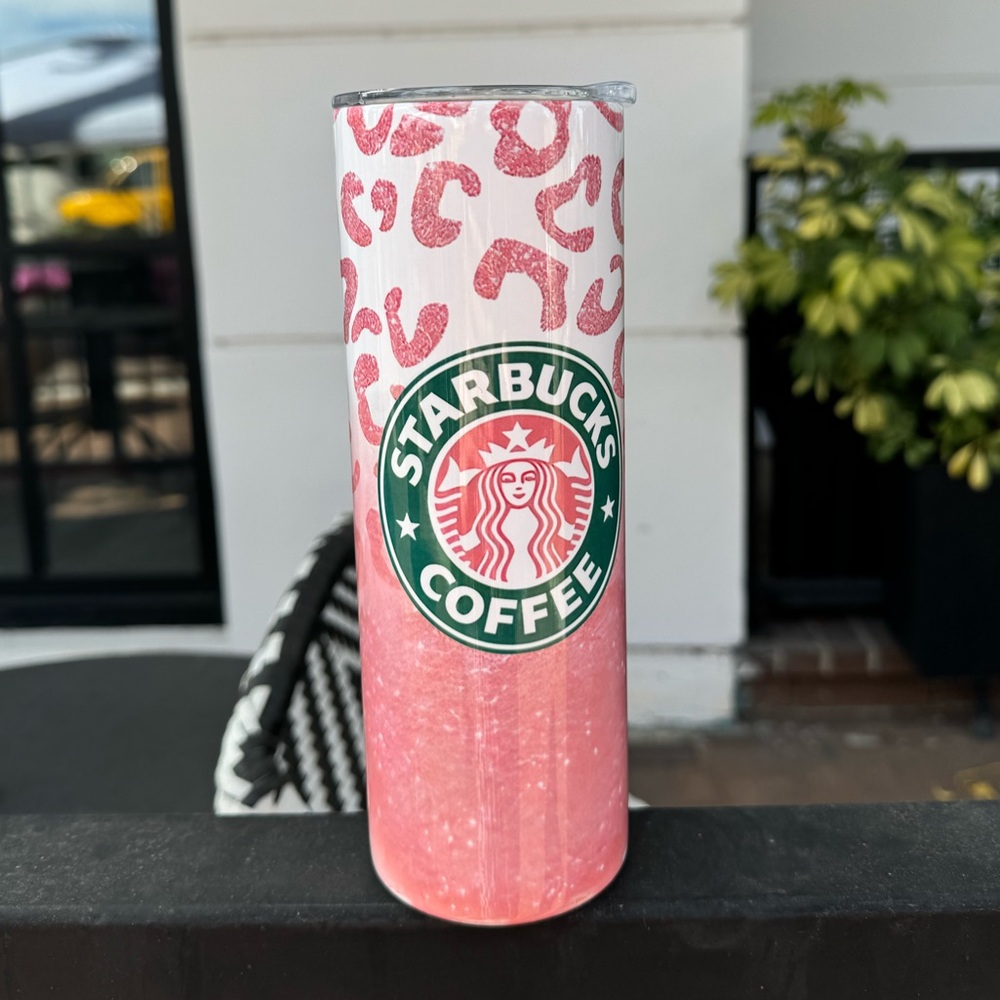CUSTOM STARBUCKS PINK LEOPARD PRINT TUMBLER